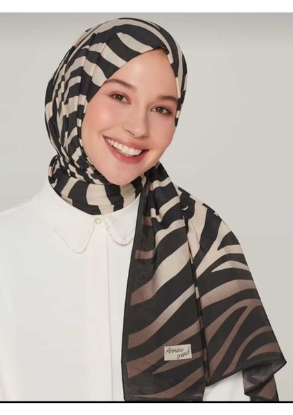 Modal Ipek Şal Zebra Desen Siyah Kahve