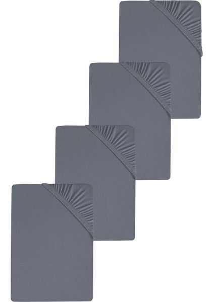 4 Adet Düz Pamuklu Tek Kişilik 120 x 200 x 30 cm Lastikli Penye Çarşaf