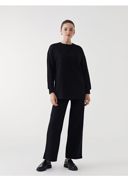 Lcwk Bisiklet Yaka Nakışlı Kadın Kalın Sweatshirt Tunik fiyatları