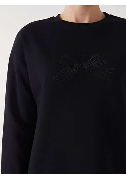 Lcwk Bisiklet Yaka Nakışlı Kadın Kalın Sweatshirt Tunik modelleri