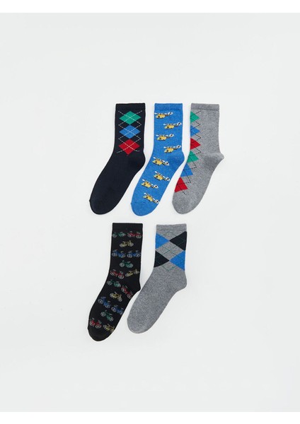 Lcwk Desenli Erkek Çocuk Soket Çorap 5'li