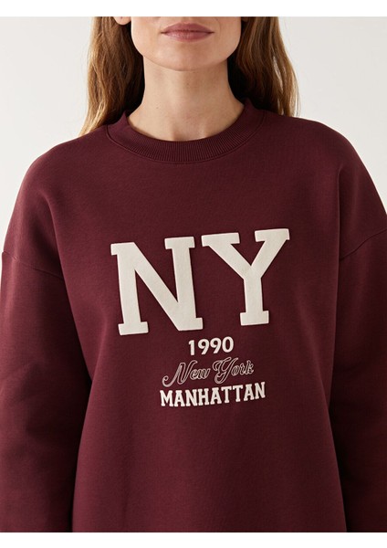 Lcwk Bisiklet Yaka Baskılı Kadın Sweatshirt Tunik modelleri