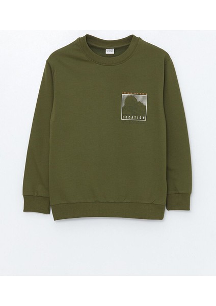 Lcwk Bisiklet Yaka Baskılı Erkek Çocuk Sweatshirt
