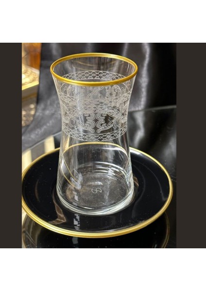 Çay Seti Heybeli Siyah Tabakli Mat Altin Agiz Bant Cay Seti 1453 Kette modelleri