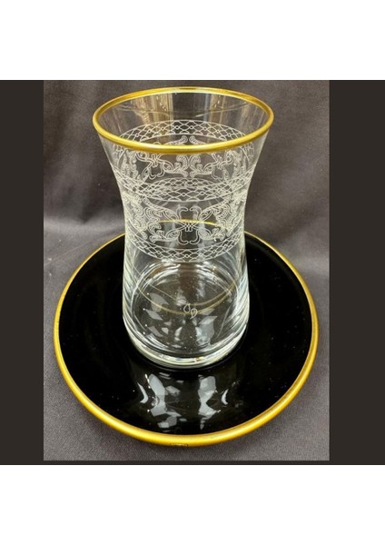 Çay Seti Heybeli Siyah Tabakli Mat Altin Agiz Bant Cay Seti 1453 Kette fırsatları