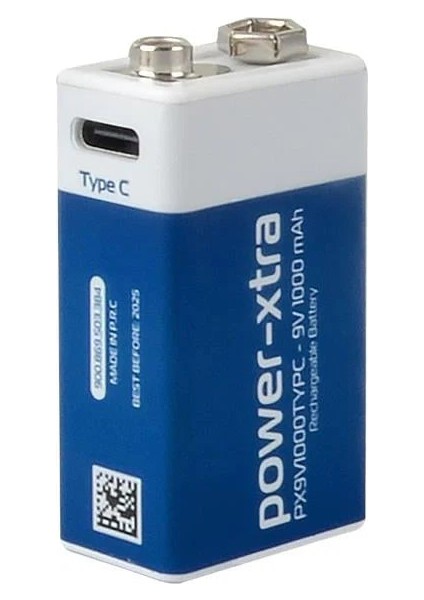 PX9V1000TYPC – 9V – 1000 Mah Şarjlı Pil – Type C