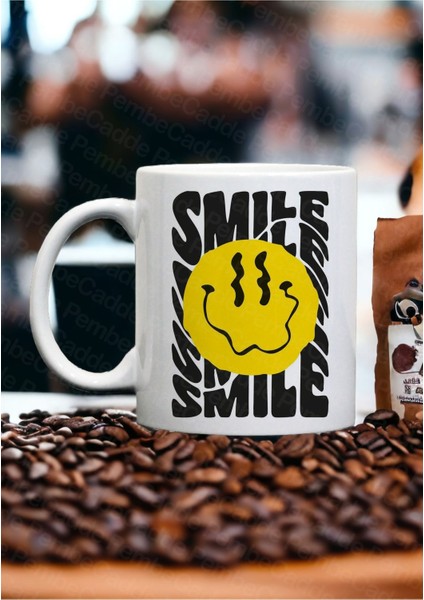 Smile Baskılı Porselen Kupa Kahve Mug Bardak