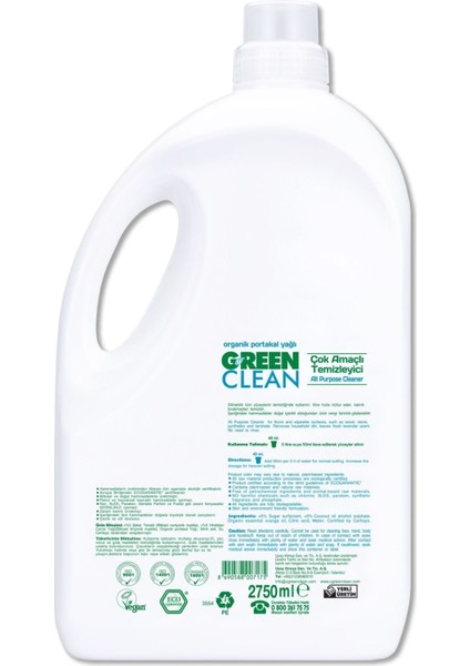 Green Clean Bitkisel Çok Amaçlı Temizleyici 2750ML