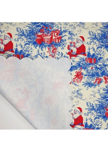 Noel Baba Toile De Jouy Fransız Stili Desenli Lazer Kesim Fırın Örtüsü