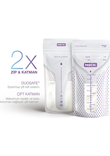 Mochi Anne Sütü Saklama Poşeti 50 Adet 200ML
