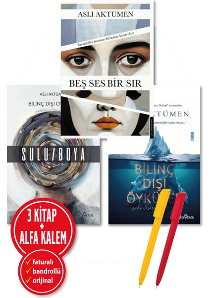 Beş Ses Bir Sır - Bilinç Dışı Öyküler - Sulu/boya 3 Kitap - Aslı Aktümen - Alfa Kalem