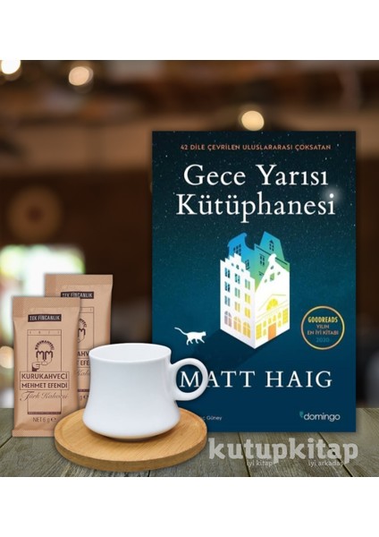 kitap Gece Yarısı Kütüphanesi Matt Haig Bambu Fincan Türk Kahvesi Kişiye Özel Not Kitap Hediye Seti