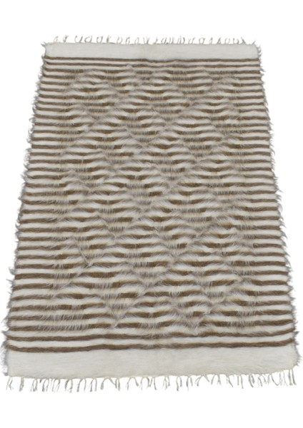 Yeni El Dokuma Şeritli Tiftik Yün Siirt Battaniyesi Kilim 5503