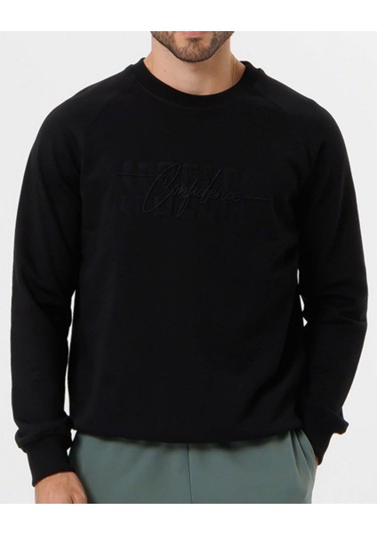 Erkek Siyah Şardonsuz 3 Iplik Casual Kalıp Erkek Sweatshirt fırsatları