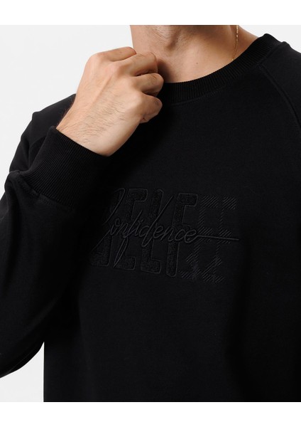 Erkek Siyah Şardonsuz 3 Iplik Casual Kalıp Erkek Sweatshirt indirimleri