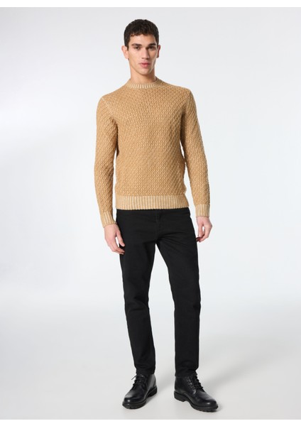 Bisiklet Yaka Slim Fit Ekru - Kahve Erkek Kazak MI2886SS fiyatları