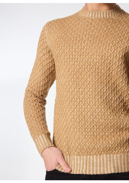 Bisiklet Yaka Slim Fit Ekru - Kahve Erkek Kazak MI2886SS fırsatları