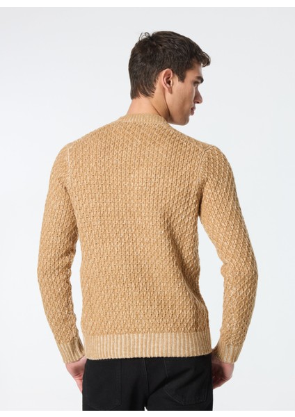 Bisiklet Yaka Slim Fit Ekru - Kahve Erkek Kazak MI2886SS indirimleri