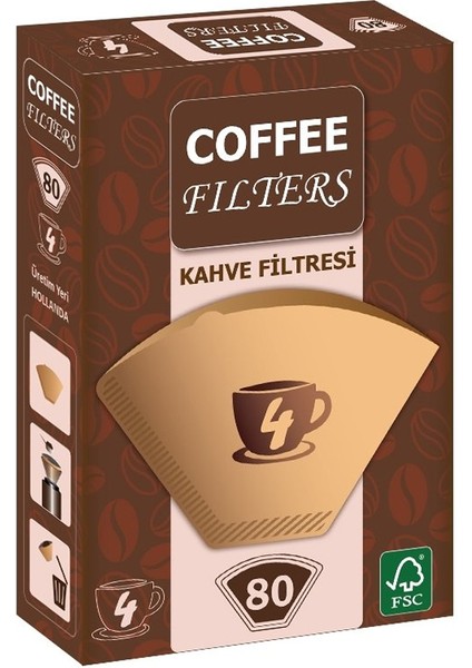 Filtre Kahve Kağıdı 4 Numara 80 Adetli 1 Paket