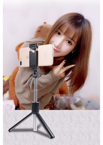Selfie Çubuğu Tripod Siyah Kumandalı Bluetoothlu TP-1020