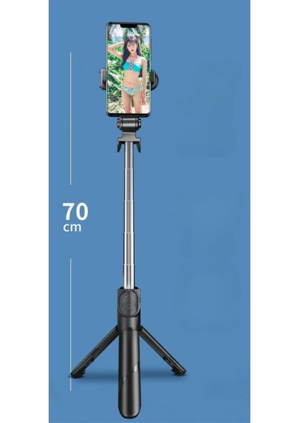 Selfie Çubuğu Tripod Siyah Kumandalı Bluetoothlu TP-1019