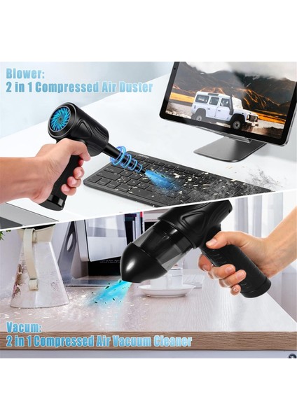 2'si 1 Arada Elektrikli Basınçlı Hava Silgi, Akülü Hava Silgi ve Vakum, Hava Silgi Üfleyici, 3 Ayarlanabilir Hız (Yurt Dışından) modelleri