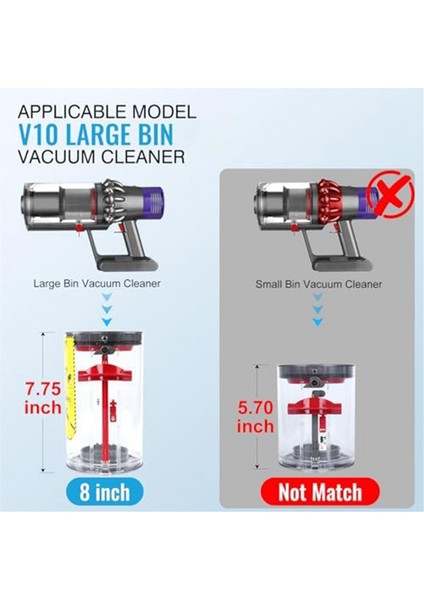 V10 SV12 Elektrikli Süpürge Kutusu ile Uyumlu Yükseltilmiş Çöp Kutusu, Parça No. 969509-01 ile Uyumlu Büyük Toz Kutusunun Değiştirilmesi (Yurt Dışından)