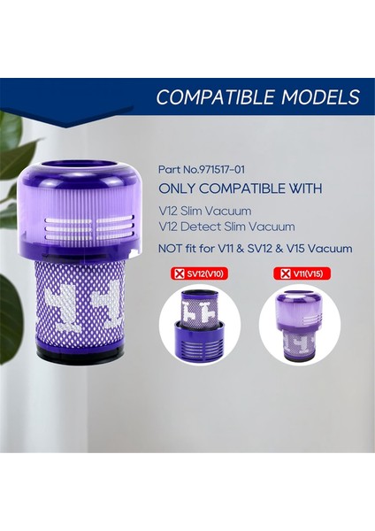 V12 Detect Slim Kablosuz Elektrikli Süpürge ve V12 Slim Elektrikli Süpürgelerle Uyumlu V12 Filtre Değişimi, Parça No. 971517-01 (Yurt Dışından) indirimleri