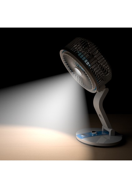 Masa Fanı Katlanır Taşınabilir El Masaüstü USB Şarj Edilebilir Mini Sessiz LED Gece Lambası Mavi (Yurt Dışından)