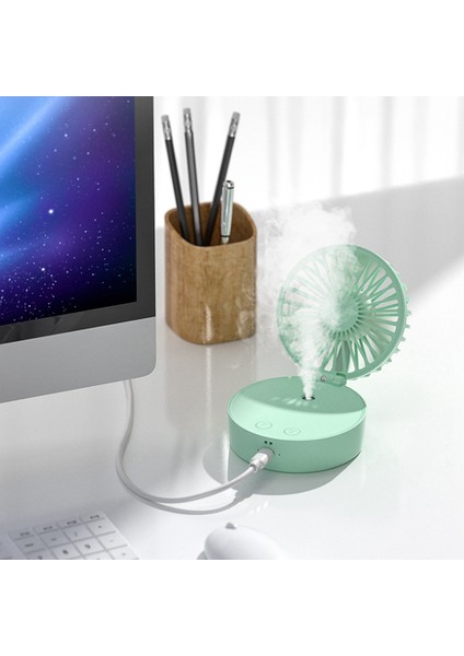 Taşınabilir USB Şarj Edilebilir Nemlendirici Küçük Fan Asılı Boyun El Masaüstü Cep Mini A (Yurt Dışından)