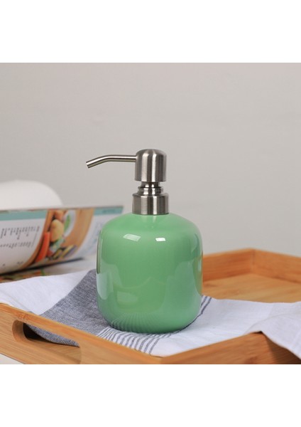 Alüminyum Alaşımlı Pompalı Seramik Sabunluk 15 Oz El Sabunu Dispenseri Banyo Oteli Için Doldurulabilir Şişe (Mavi) (Yurt Dışından)