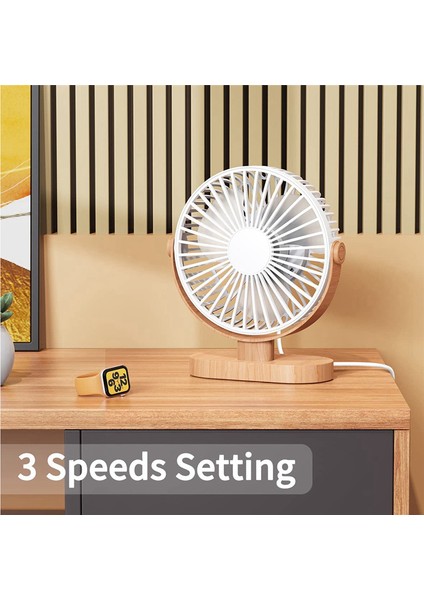 6,5 Inç USB Masa Fanı 3 Hız Sessiz Taşınabilir Masaüstü Masa 360° Ayar Ev Ofis Için Kişisel Mini Beyaz (Yurt Dışından)
