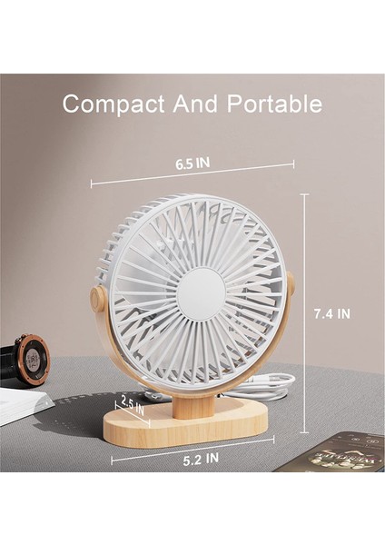 6,5 Inç USB Masa Fanı 3 Hız Sessiz Taşınabilir Masaüstü Masa 360° Ayar Ev Ofis Için Kişisel Mini Beyaz (Yurt Dışından) modelleri