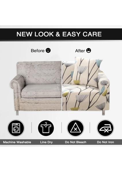 Baskılı Kanepe Örtüsü Streç Kanepe Örtüsü Kanepe Slipcovers 3 Yastık Kanepe Için 2 Yastık Kılıfı, Kanepe 3 Kişilik (Yurt Dışından)