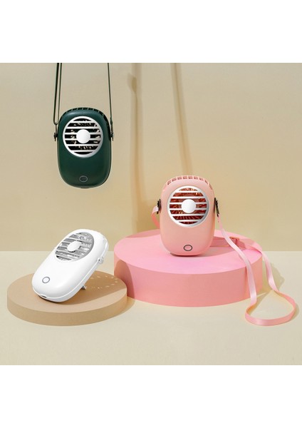 Taşınabilir Asılı Boyun Fan Mini Elektrikli Soğutma Bel Hava Soğutucu Açık Ev Ofis Için Tembel Yeşil (Yurt Dışından)