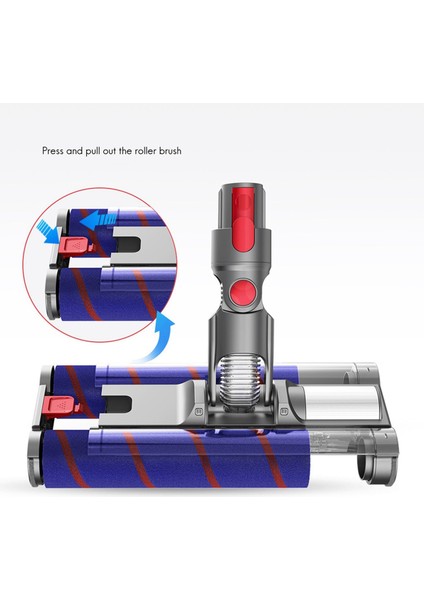 Elektrikli Zemin Paspas Kafası V15 V8 V7 V10 V11 Elektrikli Süpürge Ek Parçaları ile Uyumlu Çift Sıralı Döner Fırça (Yurt Dışından)