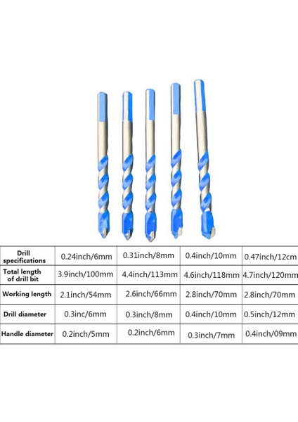10 Adet 6mm Üç Köşeli Matkap Ucu Seti Çok Fonksiyonlu Matkap Uçları Delme Matkap Uçları Seti Kiremit Beton Cam Ahşap ile Uyumlu (Yurt Dışından)