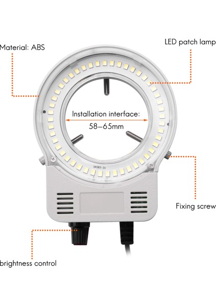 48 LED Endüstriyel Mikroskop Kamera Halkası Lamba Işığı Aydınlatıcı Lamba Ayarlanabilir Parlaklık USB Arayüzü (Yurt Dışından)
