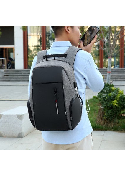 Erkek Iş Çantası Laptop Çantası Çok Fonksiyonlu USB Sırt Çantası Büyük Kapasiteli Sırt Çantası Mavi (Yurt Dışından) modelleri