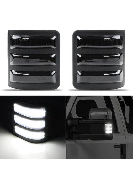 F250 F350 F450 Süper Hizmet 08-16 Dikiz Aynası Dönüş Sinyali Lambası ile Uyumlu Füme LED Dinamik Yan Ayna Gösterge Işığı (Yurt Dışından)