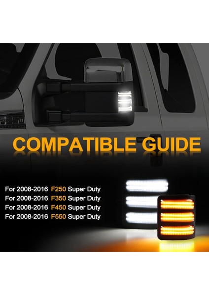 F250 F350 F450 Süper Hizmet 08-16 Dikiz Aynası Dönüş Sinyali Lambası ile Uyumlu Füme LED Dinamik Yan Ayna Gösterge Işığı (Yurt Dışından)
