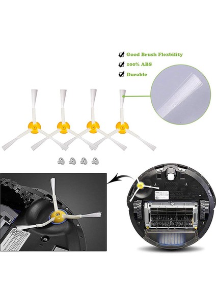 Запасные Части Пылесоса,irobot Roomba 600 Serisi Için 2x Yedek Fırça Aksesuarları, 605 610 615 616 620 621 625 630 635 640 650 660 665 670 (Yurt Dışından)