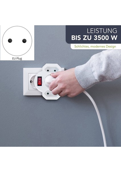 3x Soket Adaptörü 3 Yollu Euro Soket Soket Anahtarı Değiştirilebilir Soket Işıklı Anahtar Emniyet Anahtarı Ab Tak (Yurt Dışından)