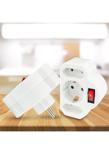 3x Soket Adaptörü 3 Yollu Euro Soket Soket Anahtarı Değiştirilebilir Soket Işıklı Anahtar Emniyet Anahtarı Ab Tak (Yurt Dışından)