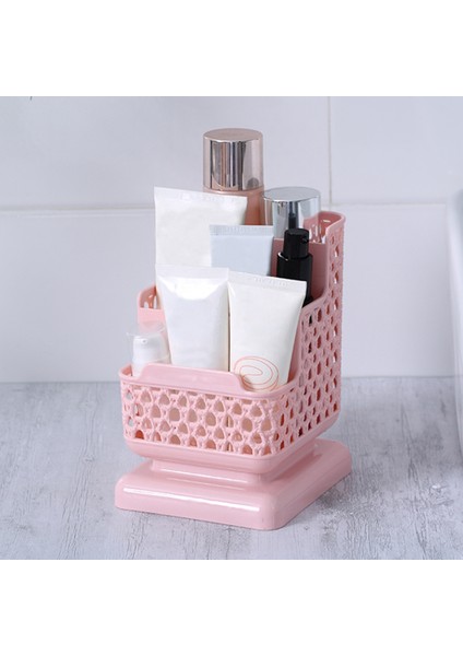 Pembe Çok Fonksiyonlu 3 Izgaralar Masaüstü Saklama Kutusu Kozmetik Depolama Alt Izgara Kalem Kutusu Makyaj Organizatör Masa Tutucu (Yurt Dışından)