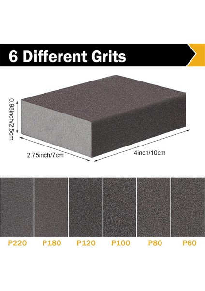 48 Adet Zımpara Süngeri Ince Kaba Zımpara Blok Seti Yıkanabilir ve Yeniden Kullanılabilir Zımpara Kağıdı Blok 60/80/100/120/180/220 Grit (Yurt Dışından)