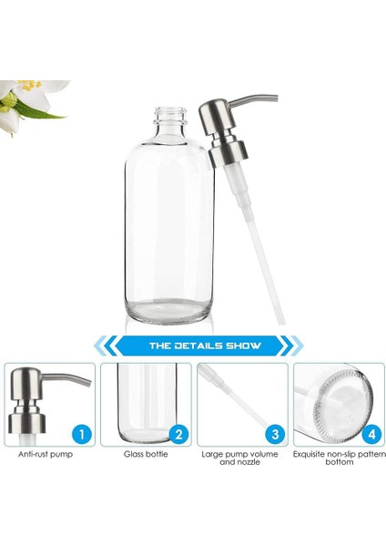 Pompalı Cam Sabunluk - Mutfak Için Bulaşık Sabunu Dispenseri, Banyo Cam Sabunluk 2'li Paket (Yurt Dışından)