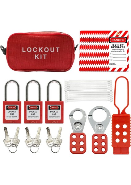 Kilitleme Etiketleme Kiti -Kilitleme Etiketleme Etiketi, Naylon Kravat, Naylon Saklama Çantası, Redsafety Asma Kilit, Kilitleme Etiketleme Kilitleri (Kırmızı Kit) (Yurt Dışından)