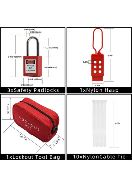 Kilitleme Etiketleme Kiti -Kilitleme Etiketleme Etiketi, Naylon Kravat, Naylon Saklama Çantası, Redsafety Asma Kilit, Kilitleme Etiketleme Kilitleri (Kırmızı Kit) (Yurt Dışından) fırsatları