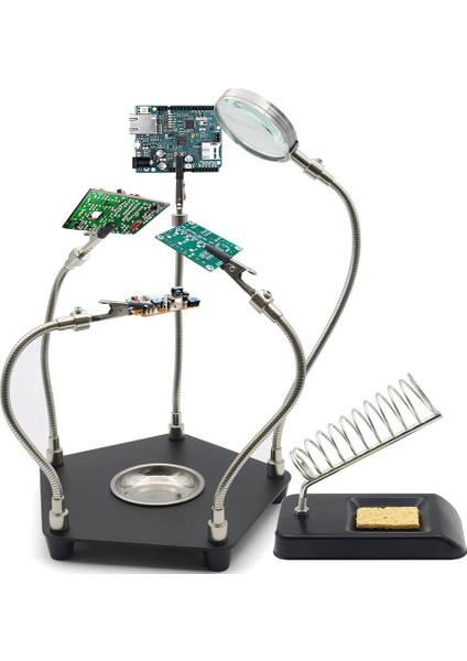 Lehimleme Üçüncü El Lehimleme Aracı Pcb Tutucu, Havya Standı, Lehimleme Için Metal Tabanlı Esnek Metal Kollar (Yurt Dışından)